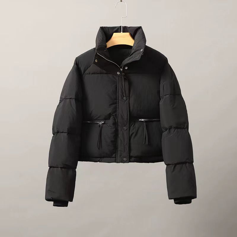 Foreign Trade Anti-Season New Cotton-Padded Women Short All Korean Version Stand Collar Small Thick Bread Coat Coat Tide Specification drawing