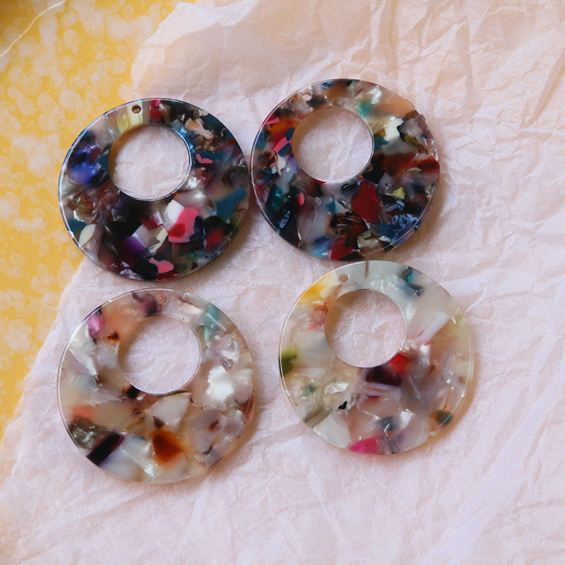 韩版时尚醋酸板材花色镂空圈diy亚克力配件ins耳饰手机壳材料批发