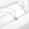 Korean style simple oval white shell titanium steel necklace, women's ins style, high-end, light luxury 18k gold collarbone chain, trendy neck chain Application Scenario