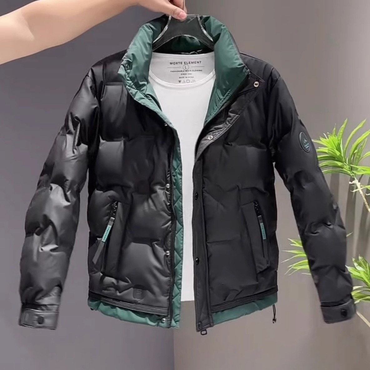 羽绒服羽绒服立领男士冬季新款2024潮流加厚拼色保暖休闲短款帅气外套男