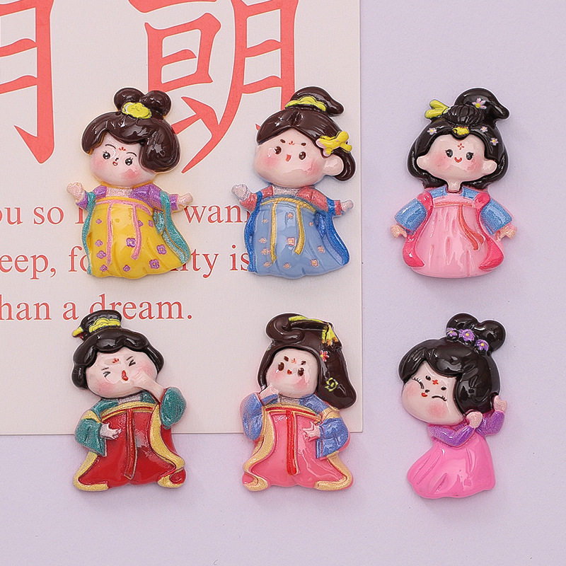 New Lovely Ancient Tang Dynasty Fat Girl Diy Cream Glue Phone Case Hairpin Accessories Resin Accessories Wholesale details Picture