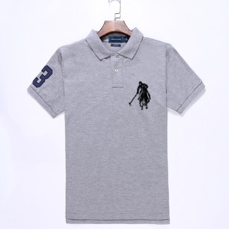 Best-selling men's lapel embroidery solid color pure cotton large-sized loose short-sleeved T-shirt with Malaysian logo, classic POLO shirt for foreign trade