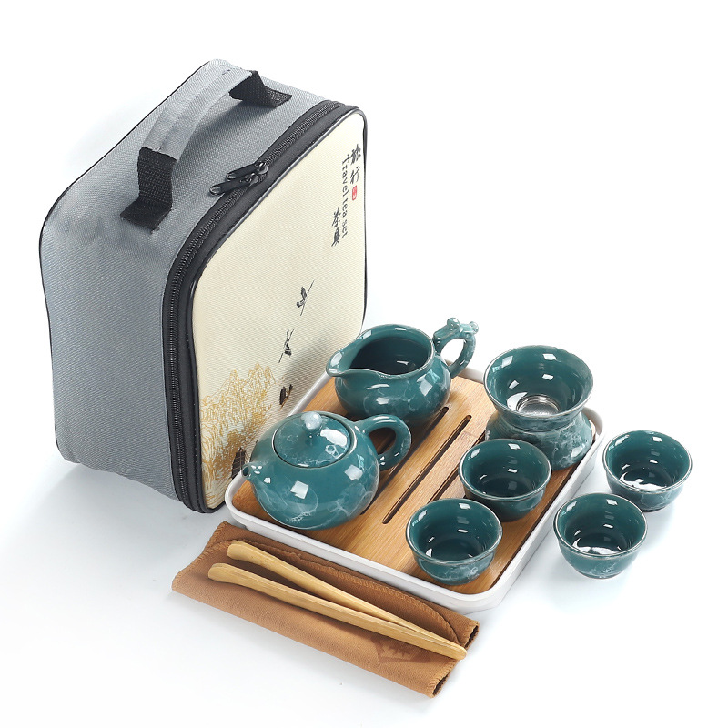 Wholesale of travel Kung Fu tea set, complete set of ceramic portable Quick customer cups, anniversary celebration of the event, giving gifts to customers Specification image