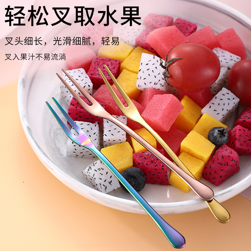 304 stainless steel spoon, ice cream, dessert, coffee seasoning, honey, long-handled mixing spoon, fruit fork, can be printed with logo Application Scenario