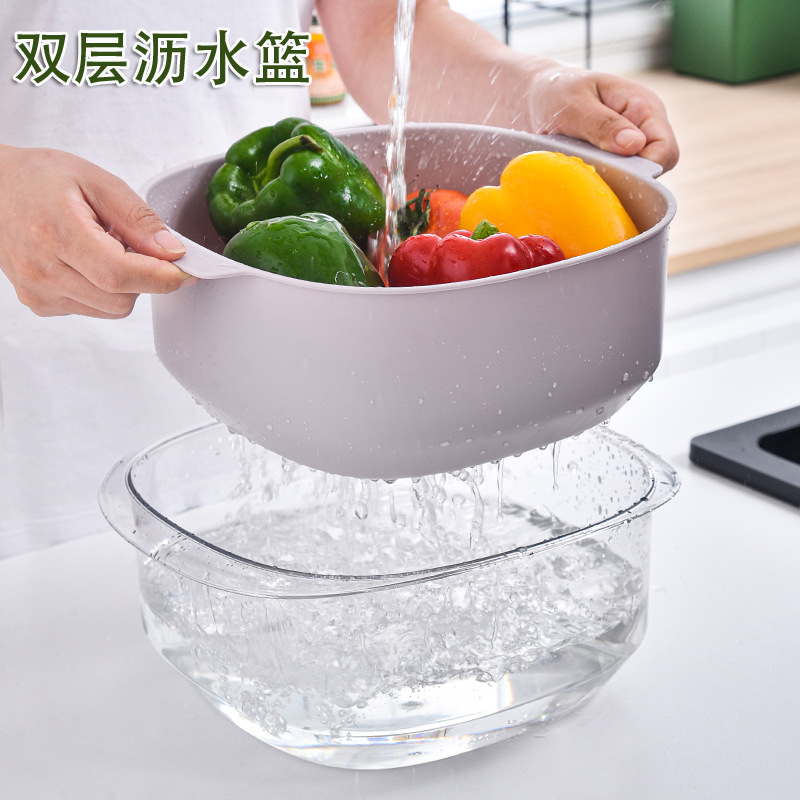 双层家用厨房洗菜盆沥水篮洗菜篮洗菜篓水果盘洗水果蔬菜洗菜神器细节图