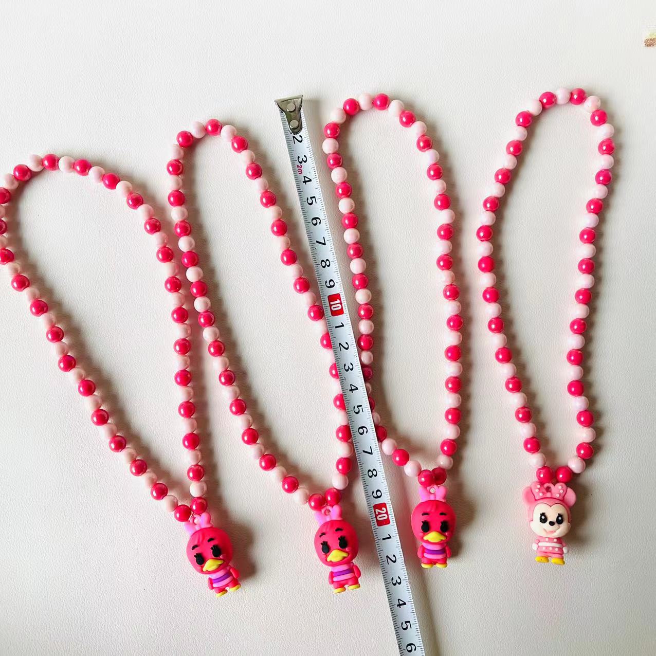 【1-7区】儿童项链 50/捆 1000/件儿童项链可爱公主女童串珠项链卡通首饰幼儿园奖品1元货源批发白底实物图