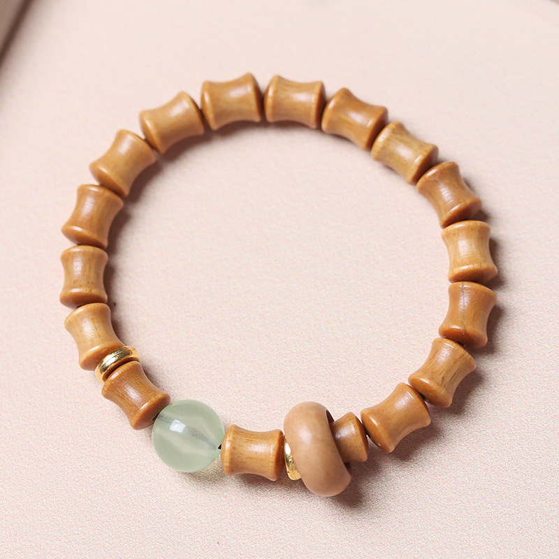 Green sandalwood bamboo Joint Rising Moonstone bracelet Running Ring style for men and women Sandalwood bracelet DIY
