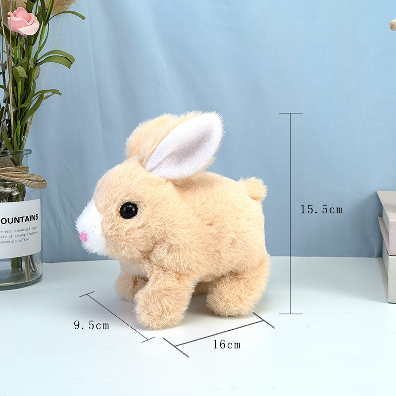 Electric plush little white rabbit simulation pet that can walk, bark and shake its ears, long-haired rabbit pet toy for baby interaction Specification drawing