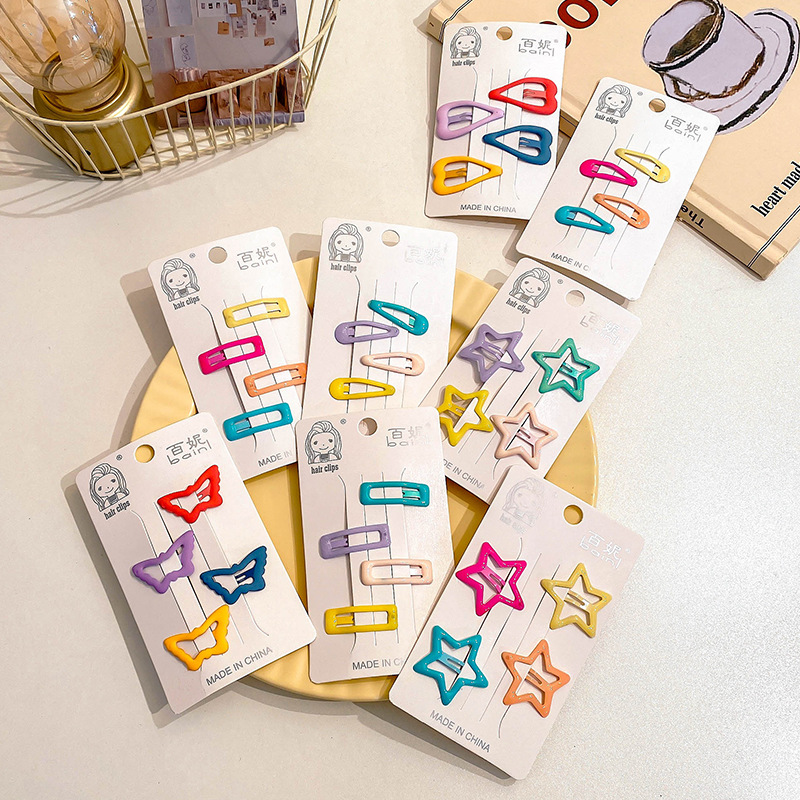 Children's cute candy-colored hair clips, BB clips, bangs, hair clips, baby hairpins, princess girl headwear, five-pointed stars details Picture