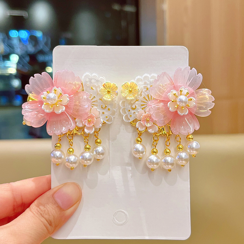 Children's Antique Hair Accessories Super Fairy Retro Flower Fringe Hairpin Temperament Little Girl Hanfu Headwear Chinese Style Accessories Application Scenario