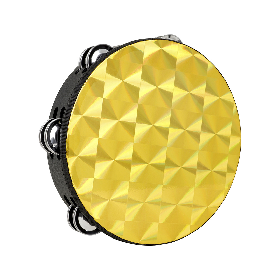 8-inch laser drum instrument, dance props, tambourine, golden hand tambourine, children's performance toys, hand-cranked tambourine, drummer drum Specification image