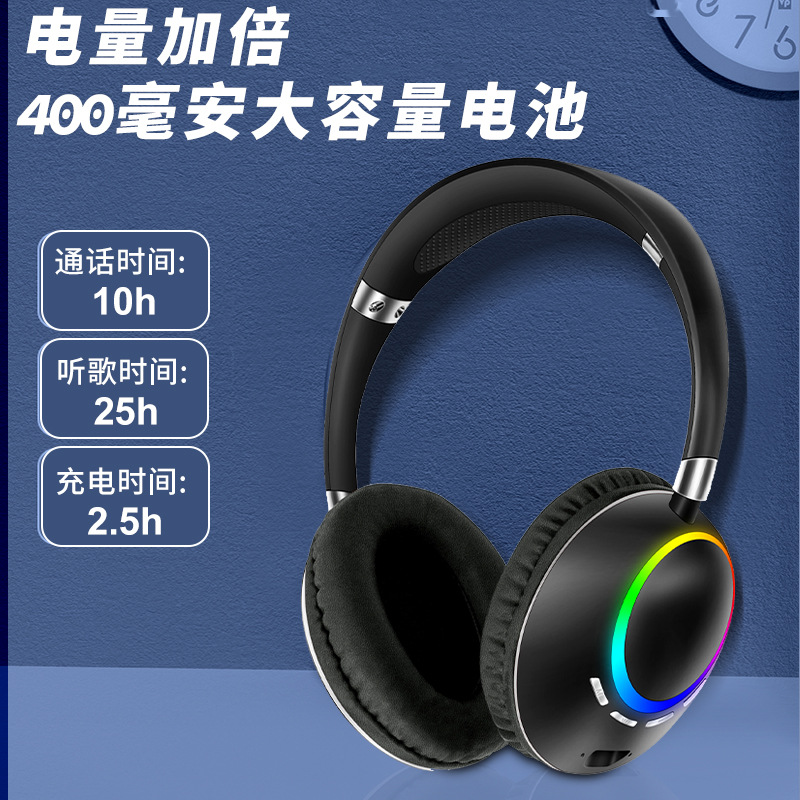 跨境爆款K55 RGB手机无线头戴式蓝牙耳机耳麦重低音直销代发批发