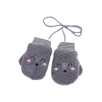Factory direct supply of cute little smiling face printed children's winter cold-proof and warm full package woolen expression gloves in stock Item Picture
