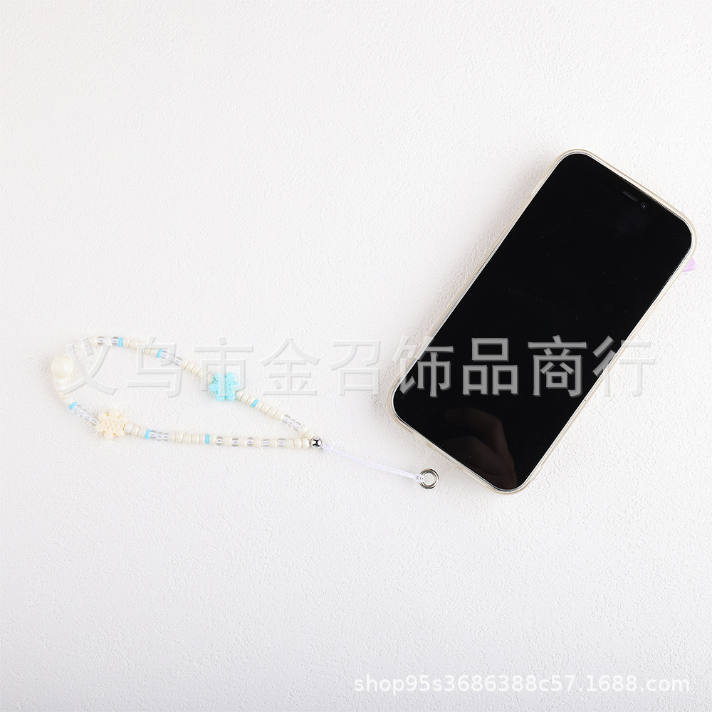 The brand-new 2024 Xiaohongshu Ice and Snow World snowflake mobile phone chain, beaded mobile phone lanyard, pendant and colorful key chain Specification image