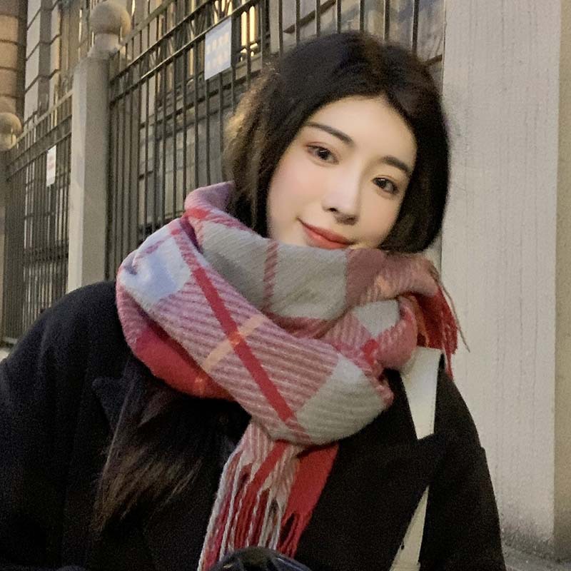 New Imitation Cashmere Scarf Winter Explosion Senior Sense Autumn And Winter Korean Version Warm Thick Long Simple Tassel Cape Specification drawing