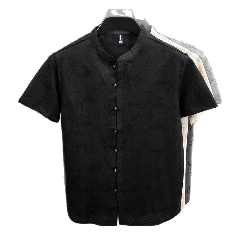 Cross-border cotton and linen shirt men 2025 Summer New style Middle-aged Dad short-sleeved casual floral men's shirt wholesale Item Picture