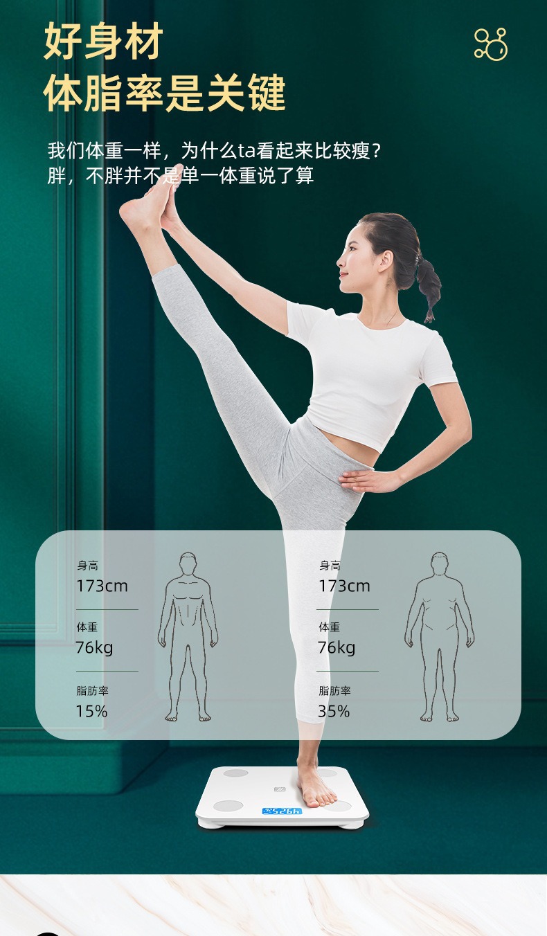 批发体脂秤人体称重电子秤家用体脂称智能体重秤HUAWEI HiLink详情6
