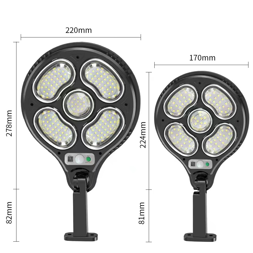 New 196LED solar lamp, integrated human body sensor outdoor wall lamp, three-function new rural courtyard lamp Item Picture
