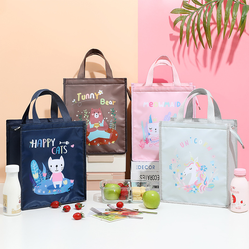 Lunch box bag, insulated bento handbag, student to bring food, waterproof and oil-proof, office worker meal bag, thickened aluminum foil bag details Picture