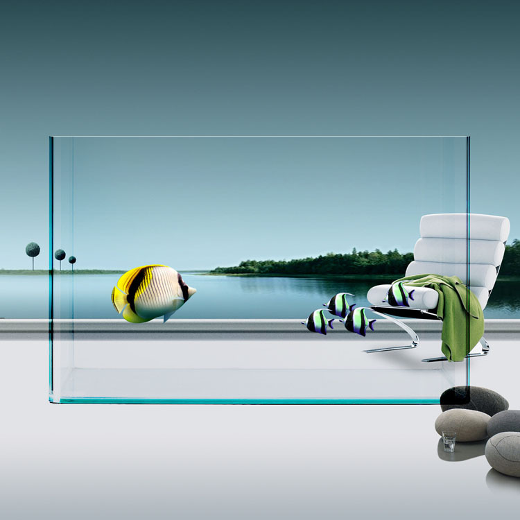 Micro landscape curved corner aquarium small and medium-sized transparent glass goldfish set tank manufacturer wholesale Specification image