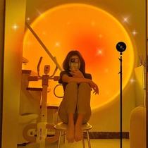 Net red sun sunset light fill light atmosphere light sunset light photo photography bench floor lamp bedroom projection sunset light