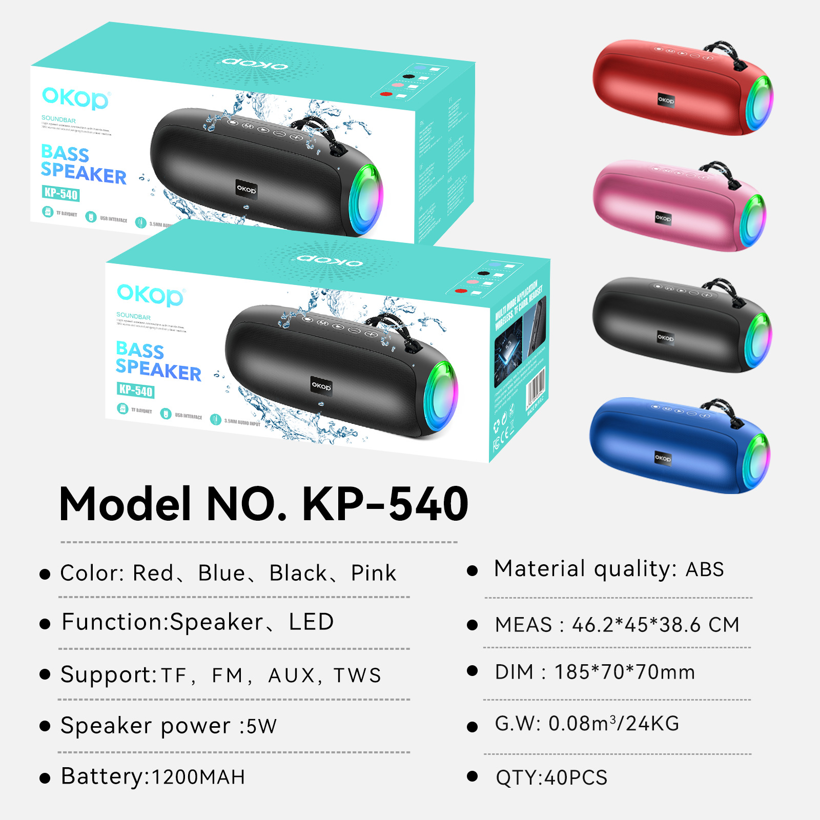 540 Bluetooth speaker, outdoor portable lanyard, waterproof, portable RGB light card insert mini speaker, cross-border bestseller Application Scenario