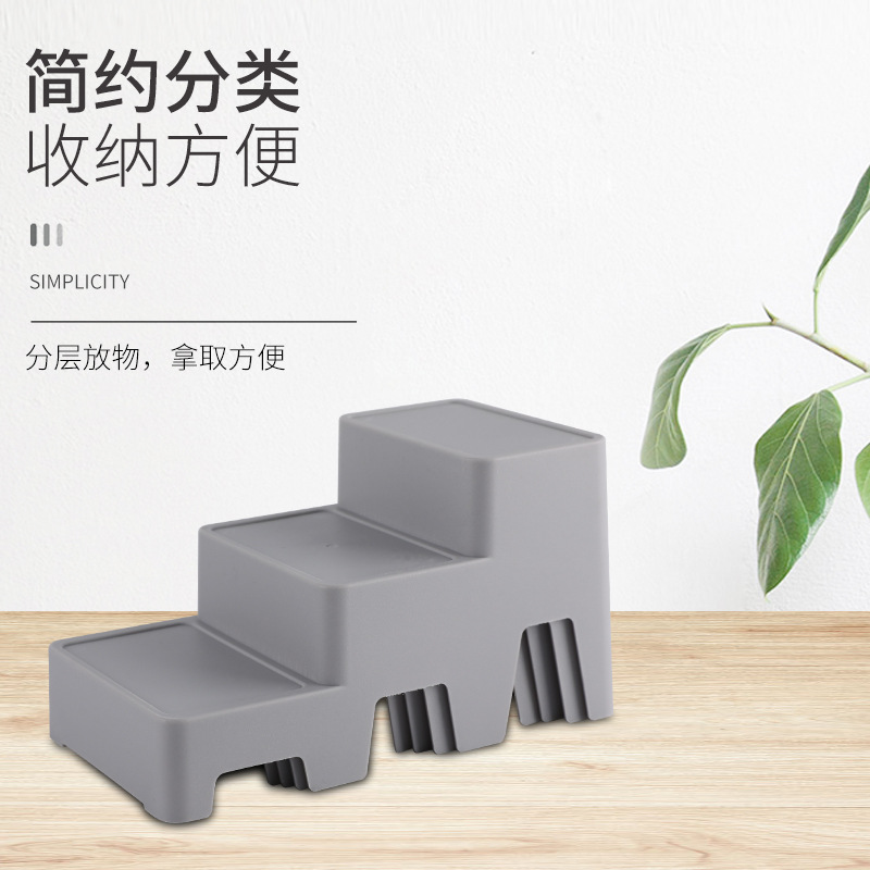 批发塑料桌面置物架厨房化妆台收纳架梯形折叠置物架