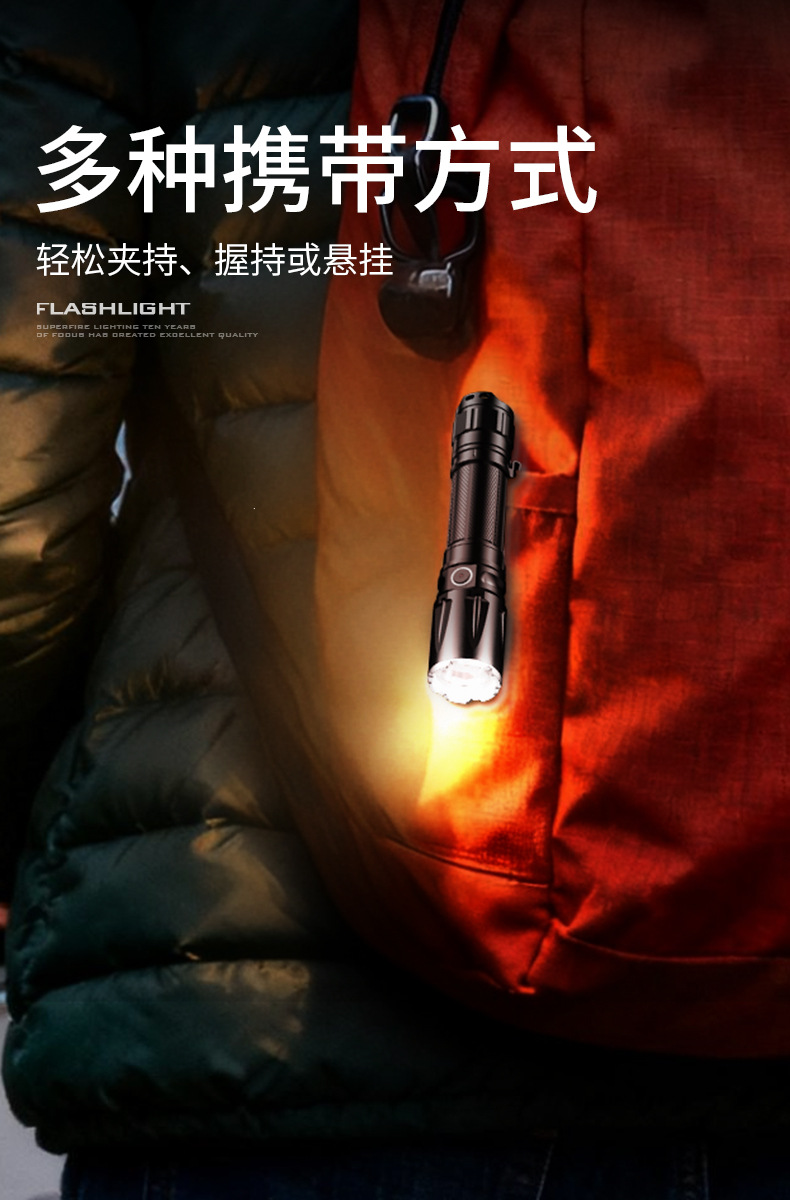 Customized new fixed-focus edc flashlight from Shenhuo, made of aluminum alloy, waterproof, high-power LED portable waist clip flashlight pic 11