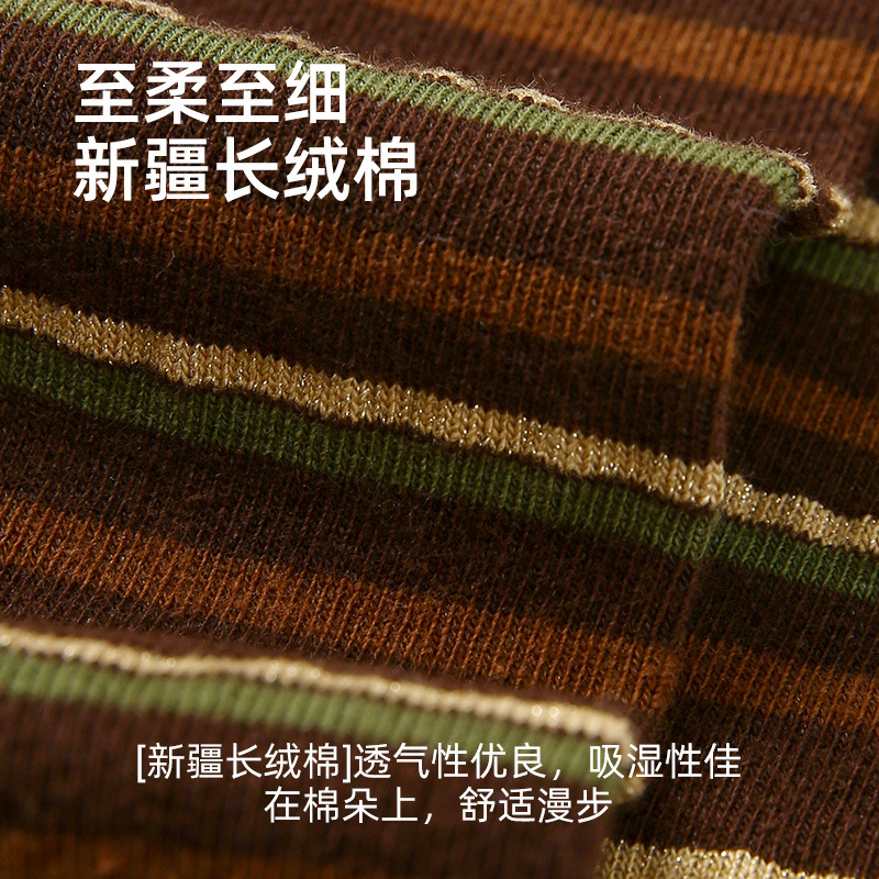 袜子地摊一件代发原创麦穗黄昏袜子女春秋条纹运动中筒袜in潮流时尚亮丝韩版女士棉袜一件代发详情图3