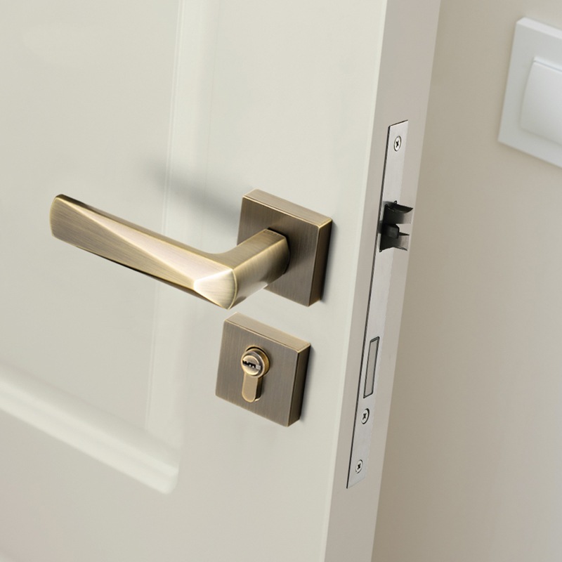分体锁具卧室磁吸静音门把手青古铜门锁室内房间门执手锁详情图3