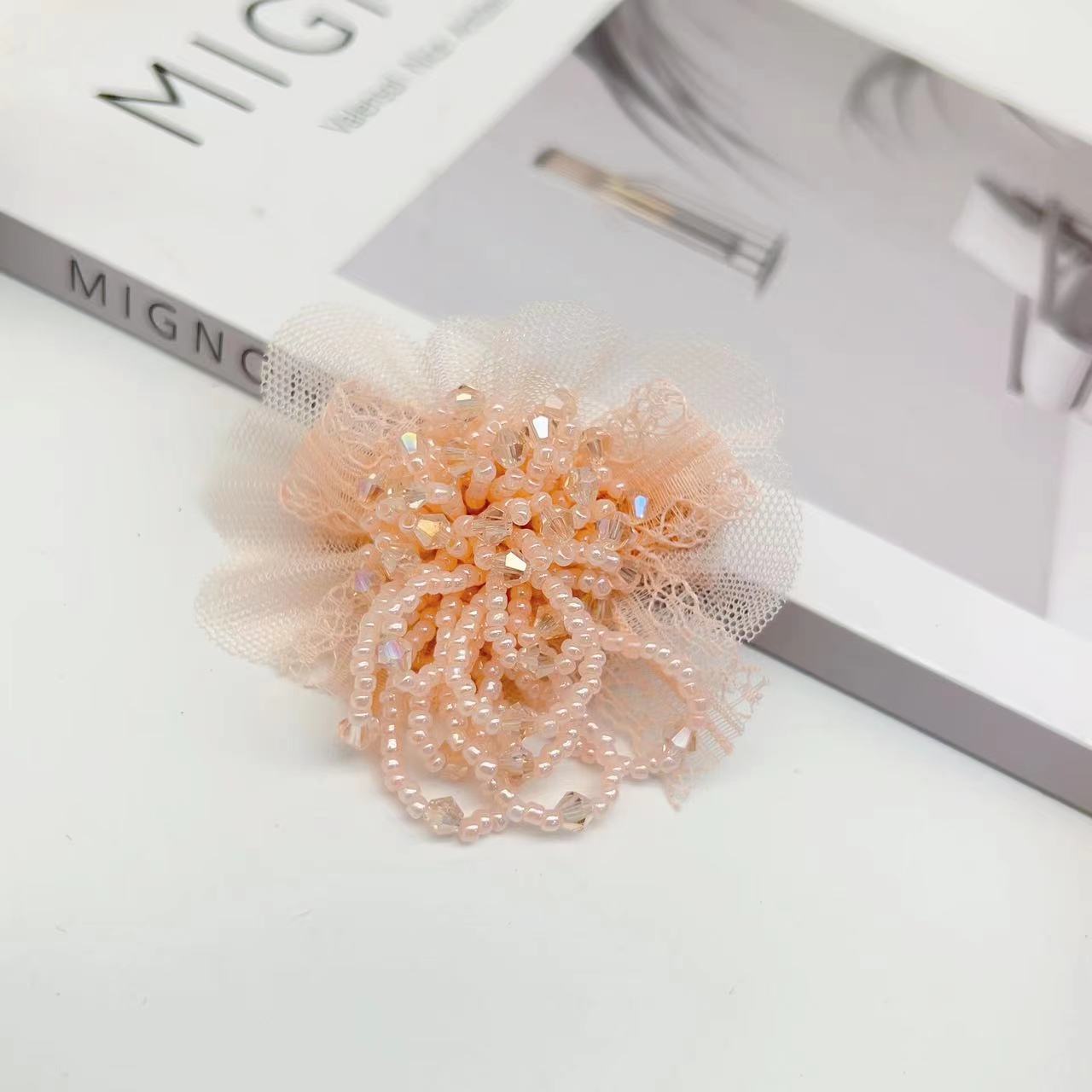 Hair Clip Lt10403 New Crystal Pearl Beaded Flower Salsa Bow Hair Clip Specification drawing