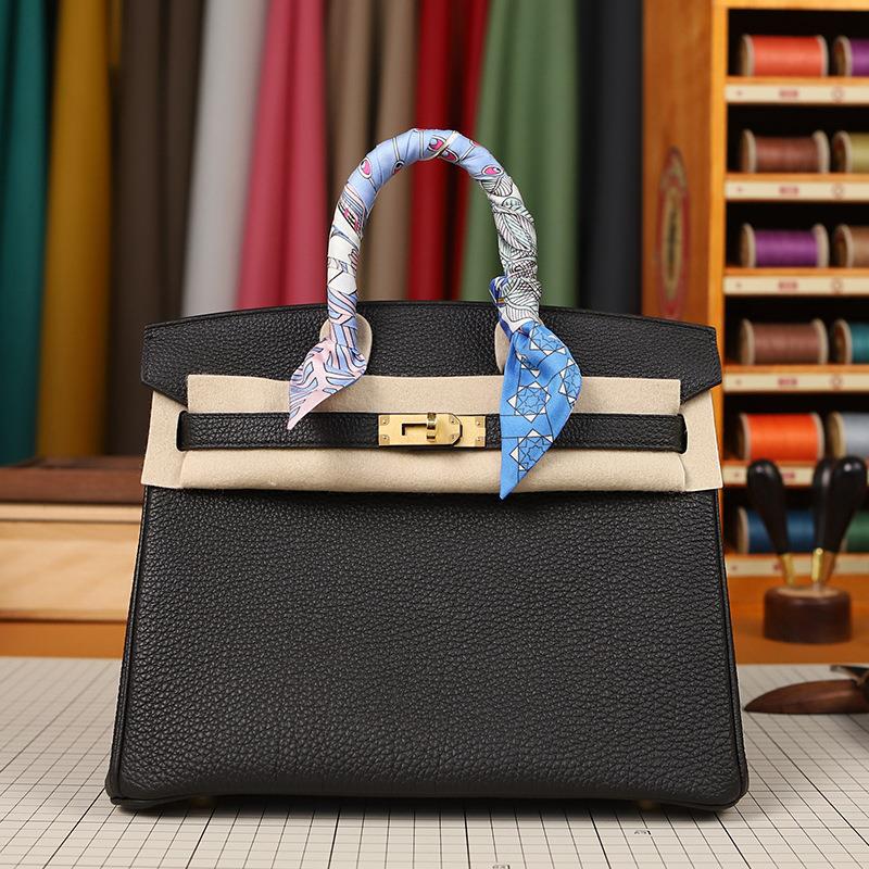 Togo Lychee Print Birkin Bag Handmade Beeswax Line Imported Tc Calfskin Premium Leather Women's Bag Bk Handbag details Picture