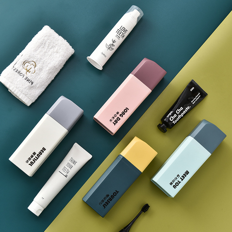Portable set, home travel mouthwash cup, tooth cup, square toiletry cup, toothbrush and toothpaste storage box, dental kit box Specification image