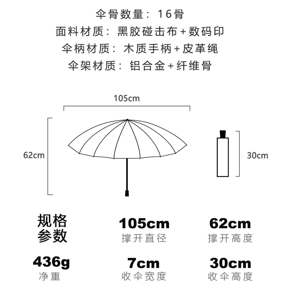 Star Treasure New Tidal Sunshade Umbrella Ink Begonia Chang E Digital Print Pattern 16 Bone Hand Open Three Fold Umbrella Wholesale Application Scenario