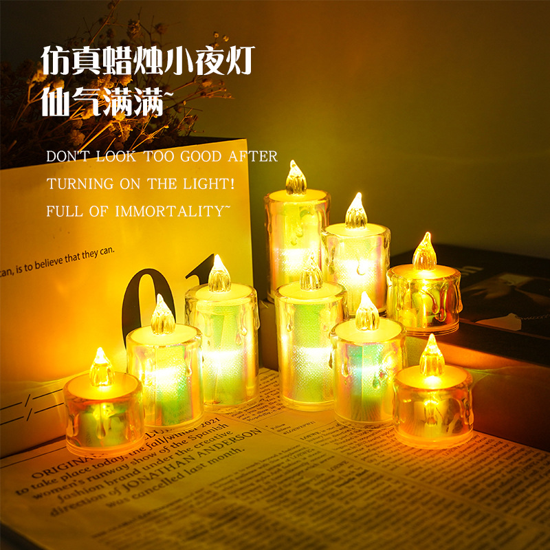 Christmas colorful Starry Sky LED electronic candle Romantic Atmosphere Decorative light ins transparent Simulation tearful candle details Picture