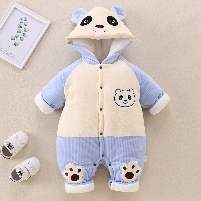 New baby one-piece garment, winter thickened cotton-padded clothes for boys and girls, crawling suits for newborns, warm outerwear for going out