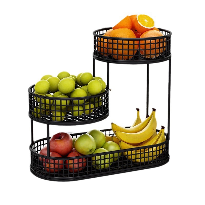 In the living room, on the coffee table, there are multi-layered fruit plates, fruit shelves, snack plates, and light luxury multi-layered fruit baskets Item Picture