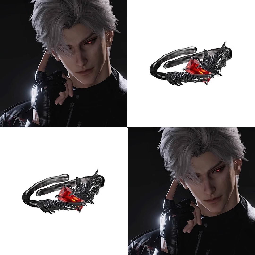Original design dark crow ring, sweet and cool style, high-end feel, niche index finger ring love and Deep Space Qin Che Ring Girl Application Scenario