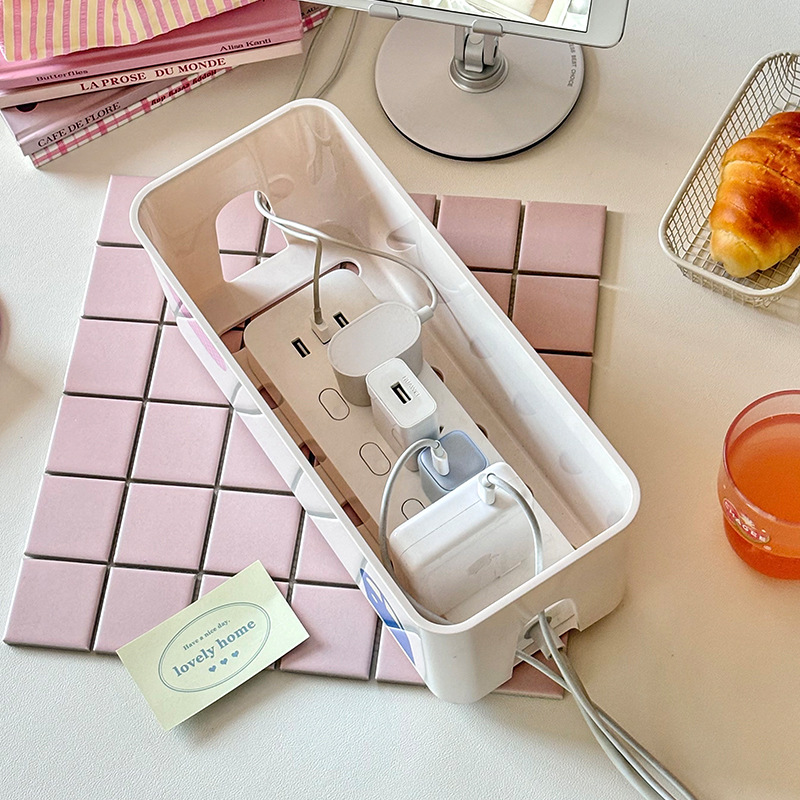 Data cable storage box, large-capacity power strip organization box, home desktop mobile phone charger storage and shielding wonder Application Scenario