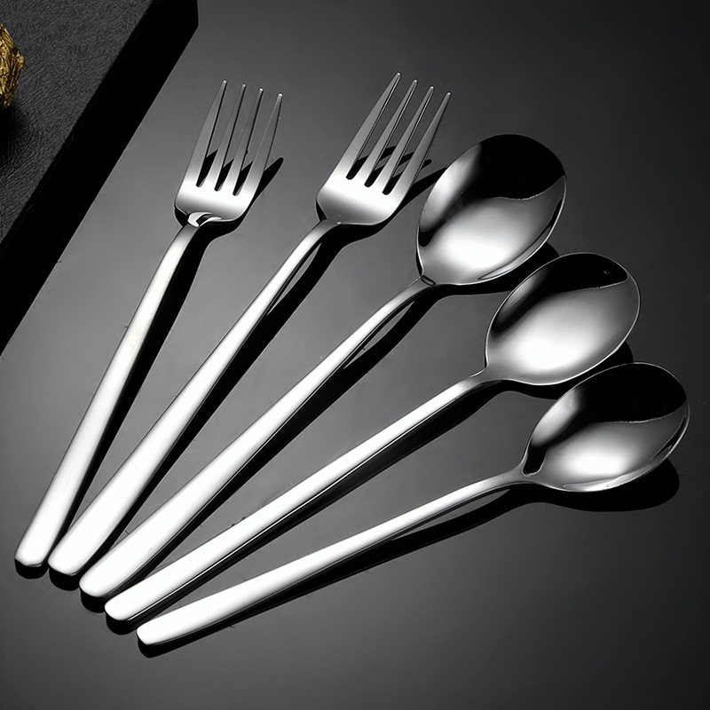 韩式304不锈钢勺子高颜值加厚甜品勺家用不锈钢饭勺汤勺意面叉子图