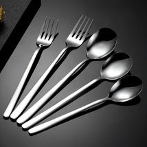 韩式304不锈钢勺子高颜值加厚甜品勺家用不锈钢饭勺汤勺意面叉子