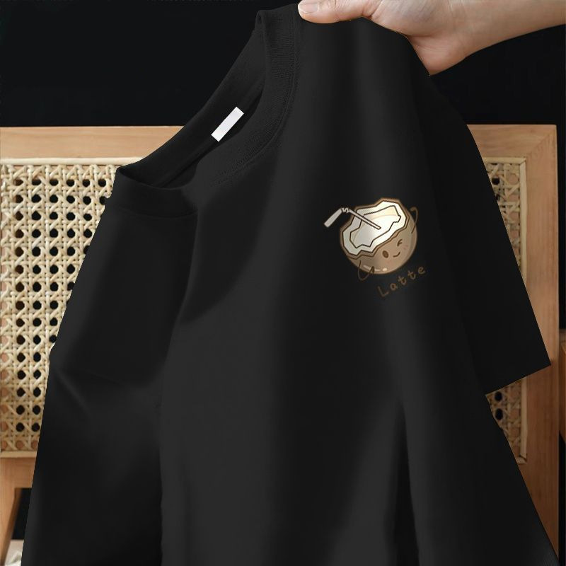 Summer men's short-sleeved T-shirt, cotton T-shirt, round neck, embossed, casual and trendy brand short-sleeved T-shirt, loose top details Picture