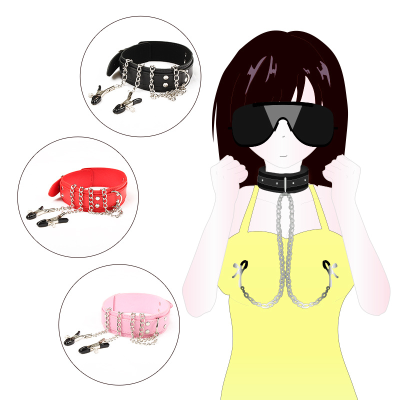 Alternative adult sex toys Stainless steel metal collar temptation collar nipple clip sex toy tools