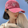 复古破洞棒球帽女春夏季韩版大头围显脸小鸭舌帽粉色宽帽檐帽子潮图