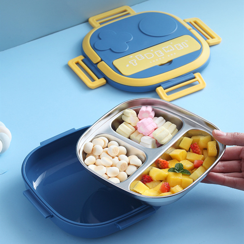 Cross-border children's division stainless steel lunch box lunch box bento box plate spoon tableware convenient cartoon set wholesale Application Scenario