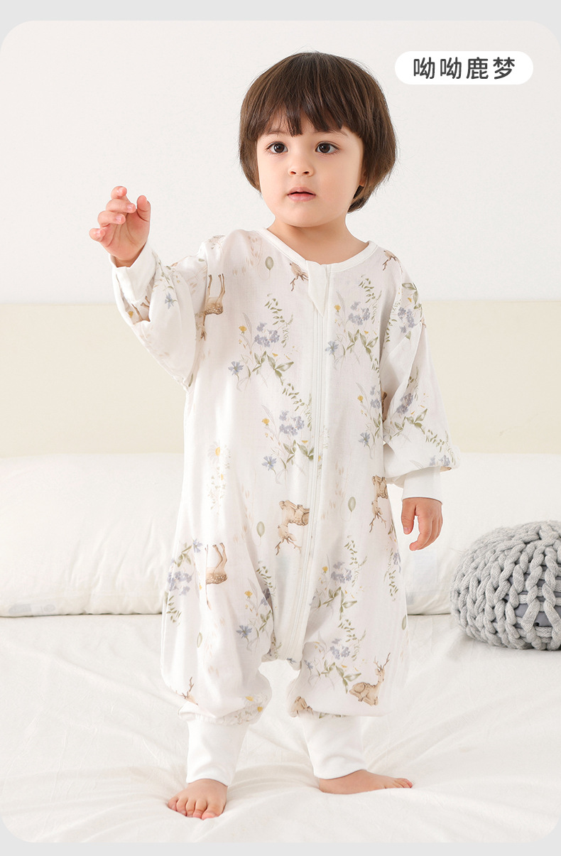 Baby sleeping bag, summer bamboo cotton gauze split sleeping bag, baby summer Class a one-piece suit, anti-kick quilt for toddlers, pajamas pic 15