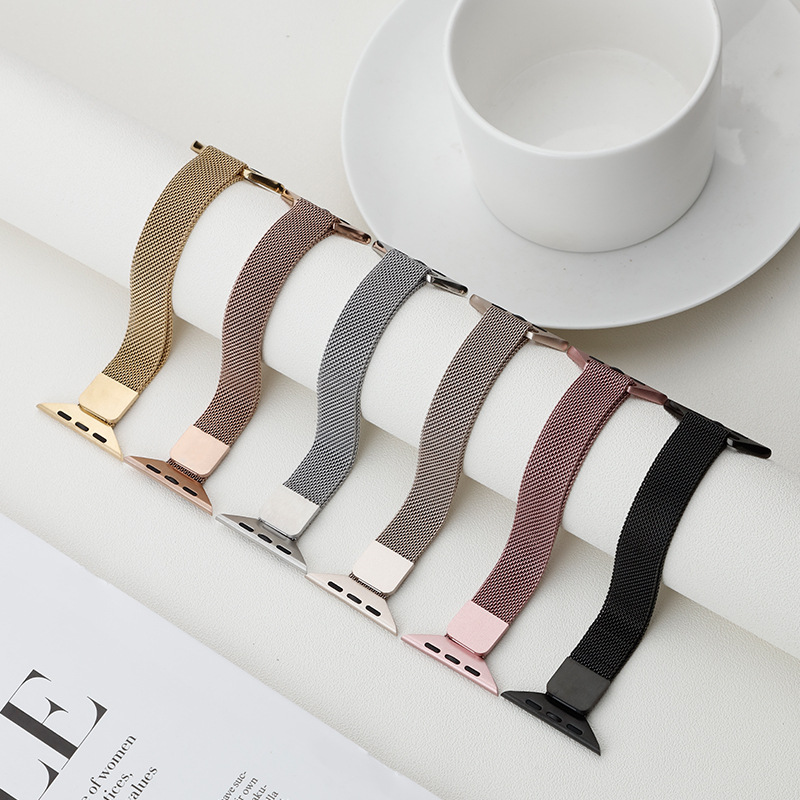 适用iwatch智能手表表带 不锈钢磁吸小蛮腰米兰表带 时尚苹果表带详情图1