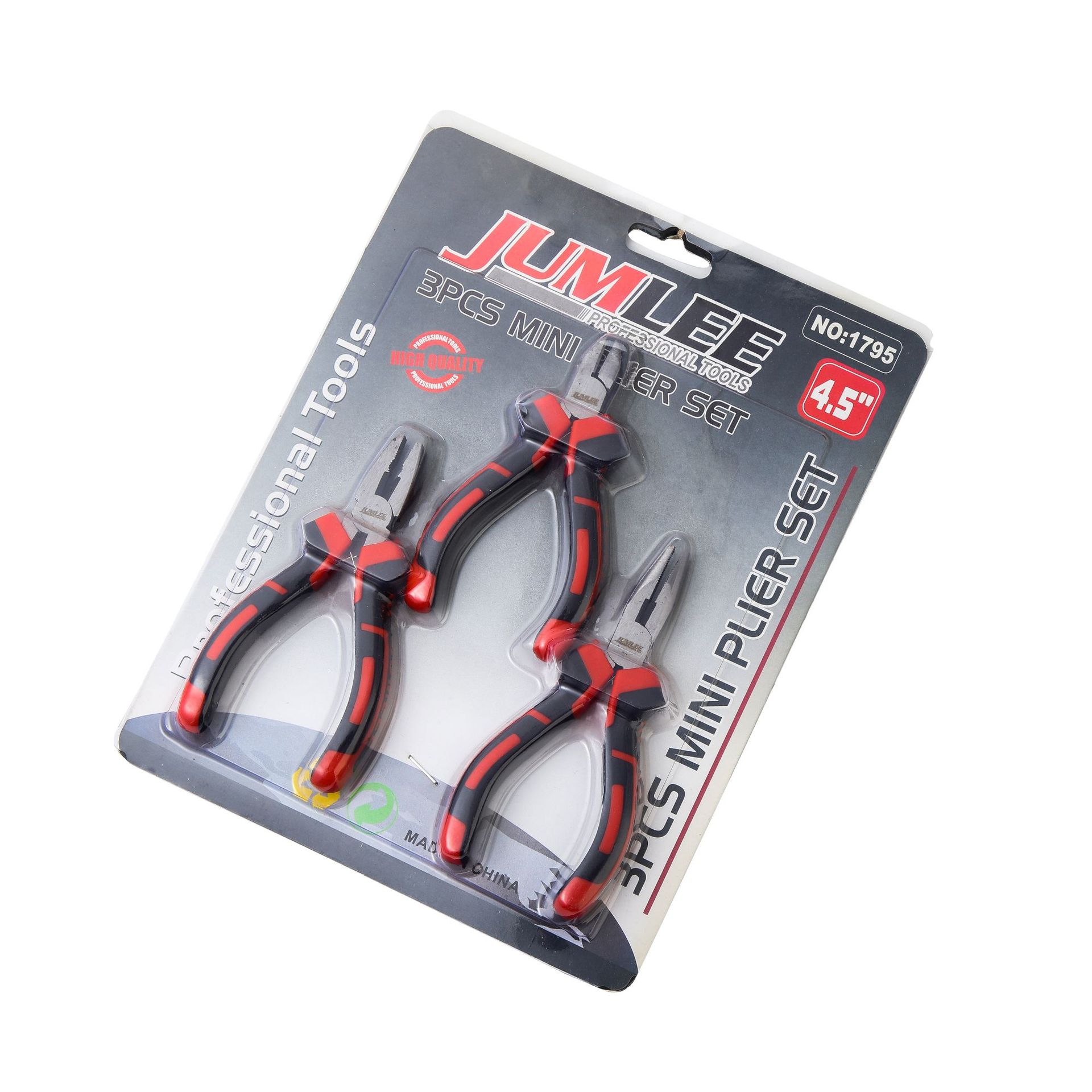 JUMLEE 4.5-inch mini Pliers Set: Wire cutters, pointed nose cutters, diagonal nose cutters, multi-functional pliers, pliers, hand tools Item Picture