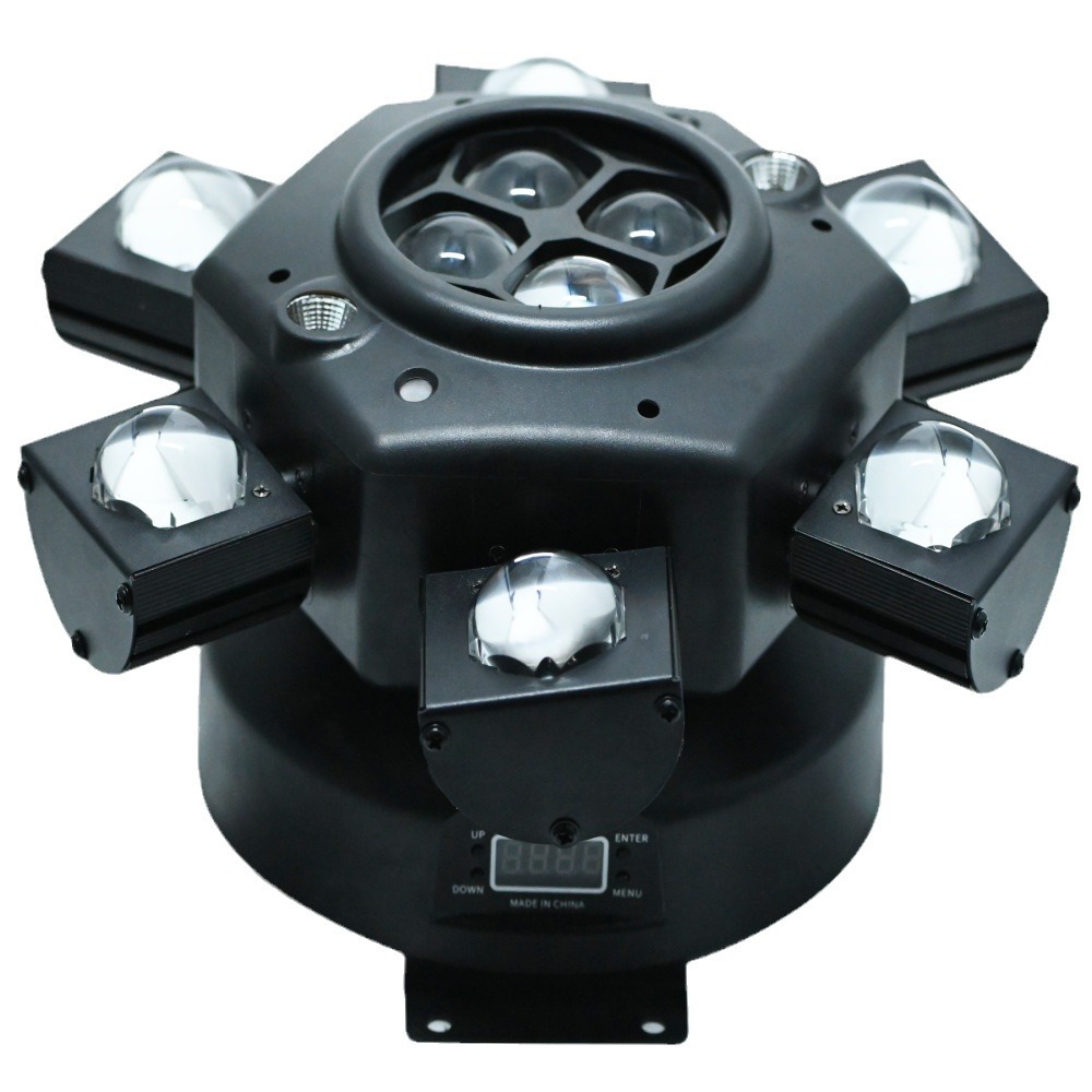 New six-arm small King Kong bee eye laser dyed 4-in-1 shaking head beam light bar stage light Item Picture