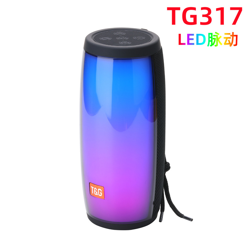 跨境新款TG317蓝牙音箱便携插卡大音响fm收音机led灯脉动插卡音箱